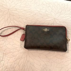 Coach double zip large wallet
